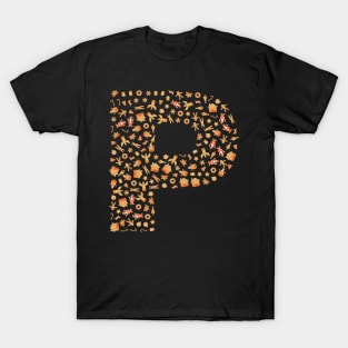 Letter P Initial Christmas Decorations Gingerbread T-Shirt